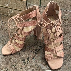 Vince Camuto plush pink lace up high heel